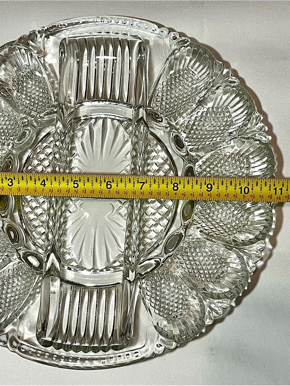 Vintage LE Smith clear glass deviled egg plate